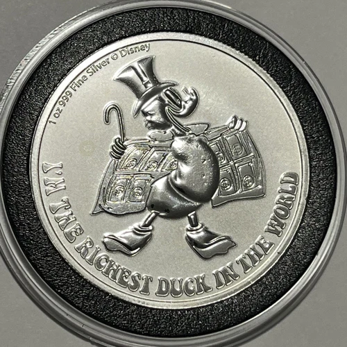 Disney Scrooge McDuck 💰 Rare Collector Coin 1 Troy Oz .999 Fine Silver Round