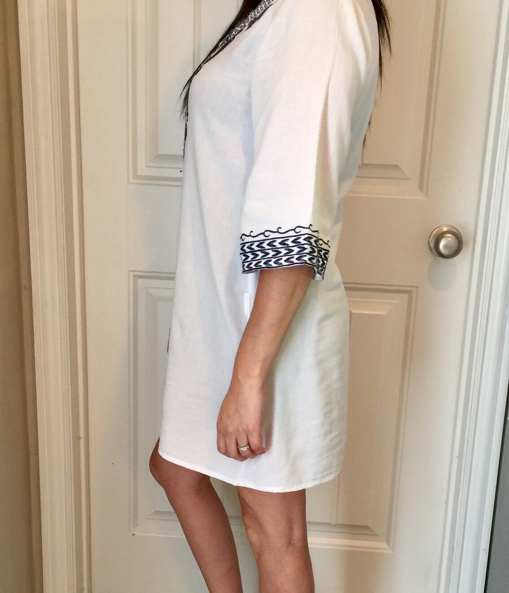 Monoreno White Embroidered Boho Style Dress S | eBay