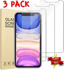 3 Pack Tempered Glass Screen Protector for iPhone 13 12 11 Pro Max XR XS 8 Plus