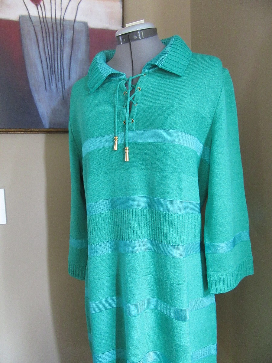St. John Collection Vintage Knit Green Dress Size L | eBay