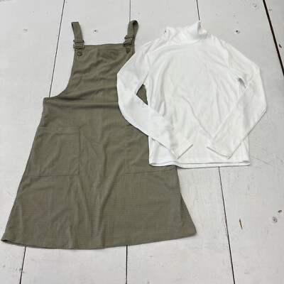 Shein Teen Green White Piece Overall Dress Set Girls Size 14Y