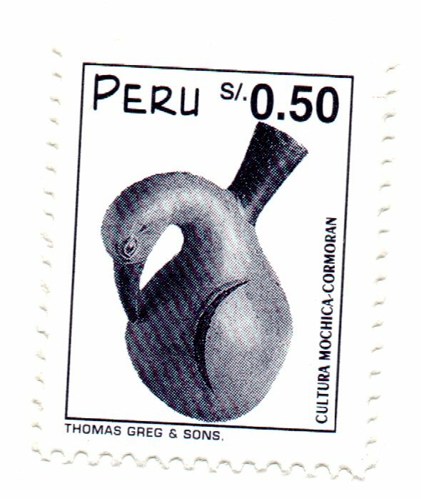 Ancient Mochica Culture Ceramics: Cormoran, S/. 0.50, Perú 1999, accept offers