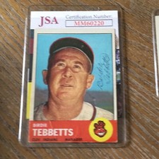 Autographed 1963 Topps Birdie Tebbetts. DEC.  JSA CERTIFIED