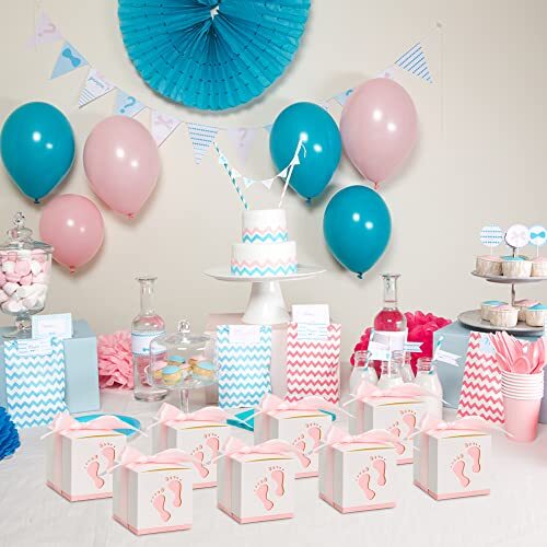 25 Pcs 2.4" Pink Baby Shower Favor Boxes Footprint Party Candy Boxes for Girls - Picture 2 of 6