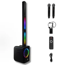 MUSYSIC All in One 2 Channel Column PA System 2000W 12" Bass with UHF Microphone