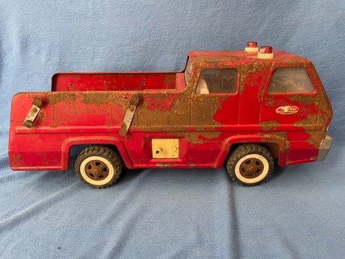 1970-73 TONKA Fire Truck - Vintage Red Pressed Steel Toy Ladder Snorkel Pumper - Picture 5 of 12