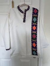 Ethiopian Traditional Embroidered White Color Man  s Top  s Size M