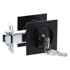 Square Pocket Door Lock Invisible Recessed Handle Latch Entry Privacy Black