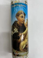 ST ANTHONY UNSCENTED WHITE PILLAR CANDLE IN GLASS (SAN ANTONIO)