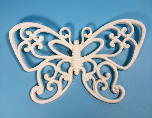 Set Of 2 Homco Rattan Wicker Look Butterfly Plastic Wall Decor Home Interiors - Picture 3 of 13