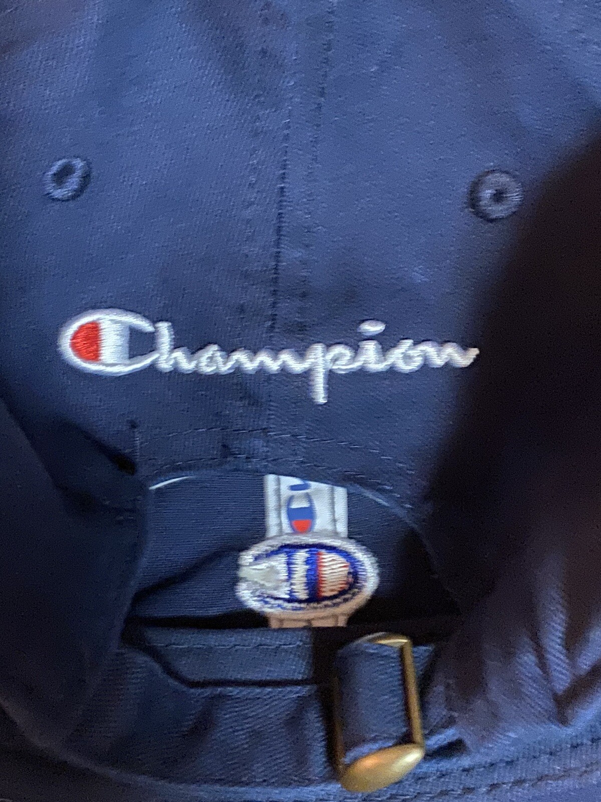 Champion Logo Strapback Baseball Cap Hat Blue Bas… - image 4