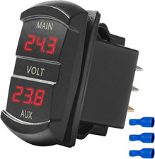 LED Digital Panel Double Voltmeter, 10V-60V Rocker Switch Style Dual Voltage
