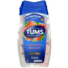 5 Pack Tums Ultra Strength Antacid Chewable Tablets, Assorted Berries, 1000 m...