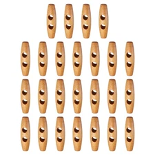 25pcs Wooden Toggle Buttons 45mm Double Hole Olive Sewing Button, Medium Brown