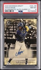 Marketplace image: 2025 BOWMAN DRAFT ACHROMATIC AUTOS SUPERFRACTOR 1/1 #AA-JM JESUS MADE 1/1 PSA 8
