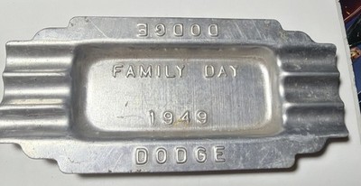 1949 DODGE Factory FAMILY DAY 5 x 2-1/4'' Stamped Aluminum Ashtray RARE CHRYSLER
