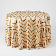 Brown Ikat Chevron Print Wedding Tablecloth Atrium Polyester Dining Cover