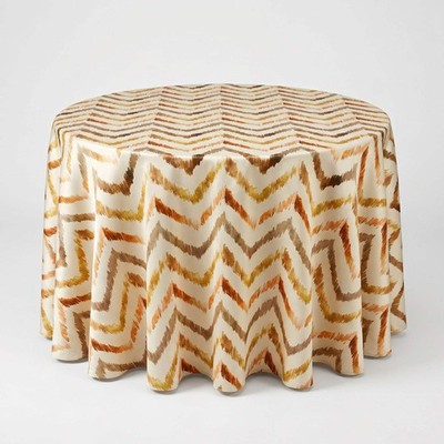 Brown Ikat Chevron Print Wedding Tablecloth Atrium Polyester Dining Cover