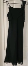 Georgia Studio Black Crepe One Shoulder  Lined Midi Evening Dress Sz Medium 