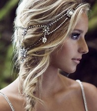 Wedding Headbands Chain Floral Head Jewelry Hair Pieces Crystal Pearl Antique