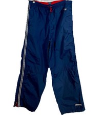 VTG Y2k Abercrombie Fitch Track Pants Mens Large Navy Red Ankle Zip Baggy 00s