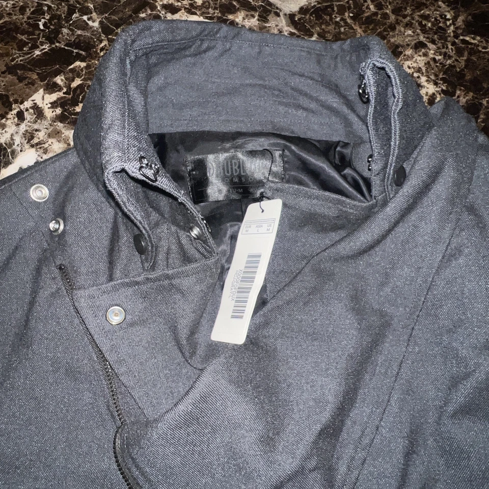 Chaqueta DOUBLJU J. Tomson Moto Cyber Hombres M Gris Oscuro Con Capucha Cremallera Completa Frontal Nueva con Etiquetas Foto 4 de 4