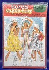 Vintage BURDA Pattern 6968 Girls Beachwear Si...