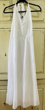 American Eagle Maxi Dress Large Spaghetti Strap Embroidered Light White Tie Kk