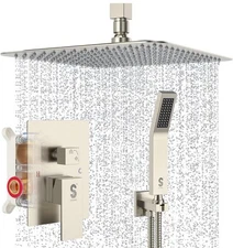 SR SUN RISE Brushed Nickel 10" Ceiling Shower Faucet System SRSH-ORBC1003