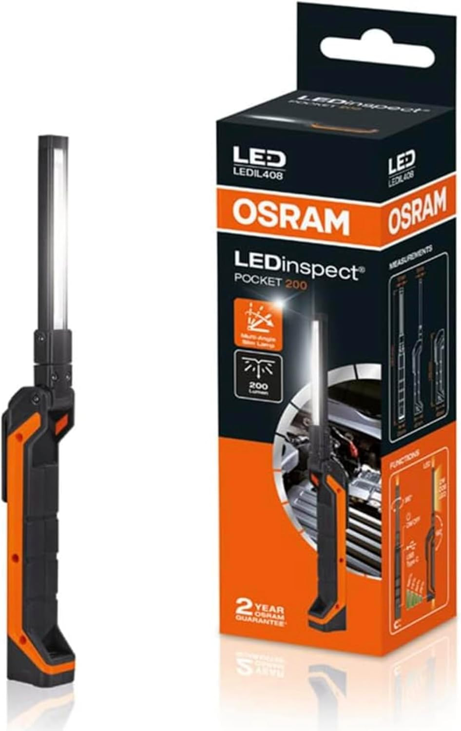 Lampe de poche LED 6500K mince Ledinspect POCKET200 rechargeable pour mécanicien