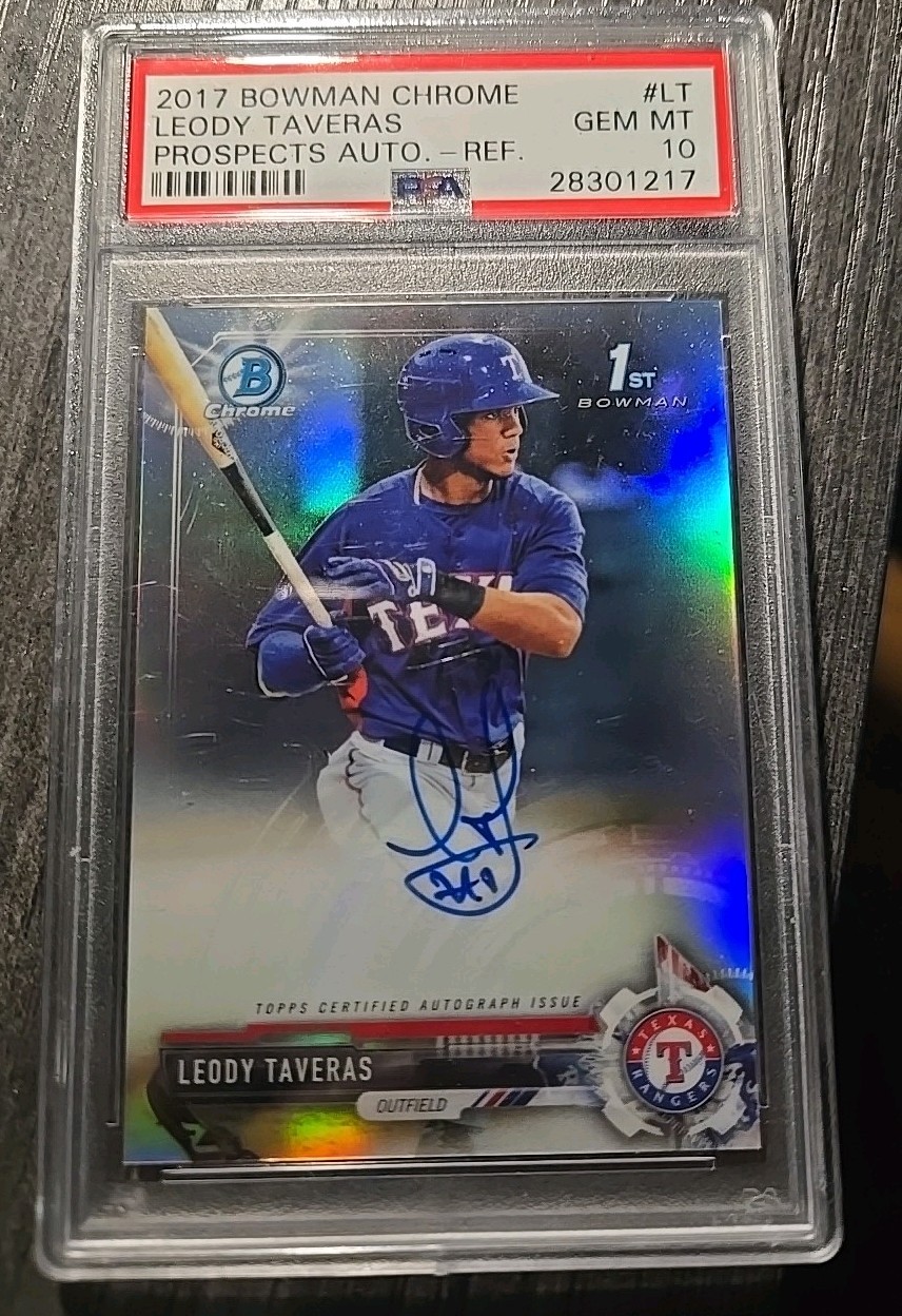 2017 Bowman Chrome - Prospect Autographs Leody Taveras Refractor /499 (AU, RC)