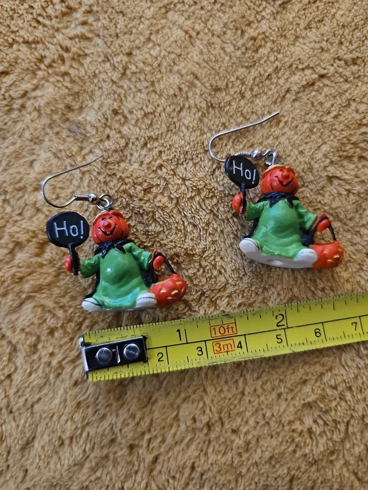 万圣节 Jack-o-Lantern Trick or Treat 耳环 20 世纪 80 年代复古塑料 — 第 4/4 张图片