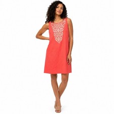 Eliza J Womens Shift Dress Coral Pink 10 Linen Blend Embroidered Boho