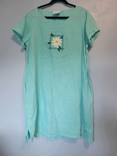 Laurie Jo Designs Painted Daisy Linen Dress S