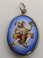 LORD HANUMAN MOVE DRONAGIRI MOUNTAIN AMULET OM HANUMAAN MONKEY KING RARE PENDANT
