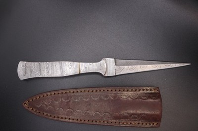 CUSTOM HAND FORGED D2 STEEL HUNTING DOUBLE EDGE DAGGER BOOT KNIFE + SHEATH