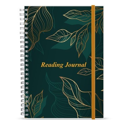 Reading Journal Log with Back Pocket 72 Book Reviews 5.8x8.3'' Green Leaf