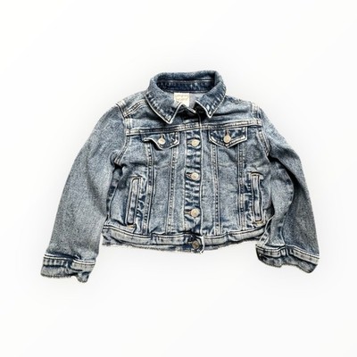 Jumping Beans Denim Jacket Kids 4T Blue Acid Wash Trucker Cotton Blend Stretch