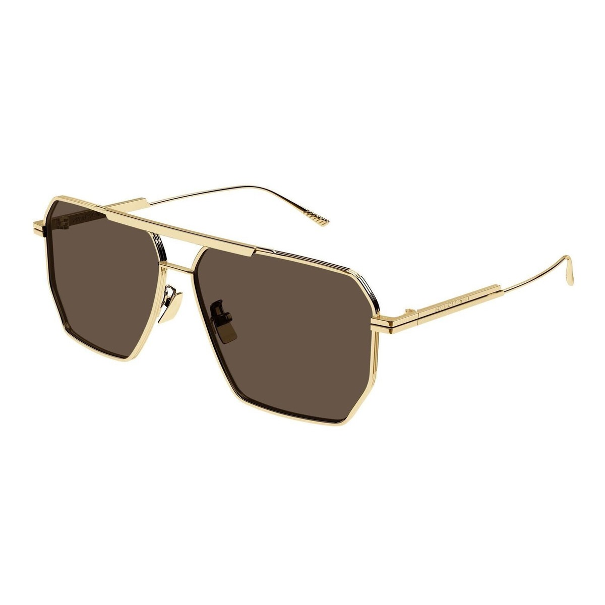 Bottega Veneta BV1012S 003 Gold Brown Lens Square Sunglasses