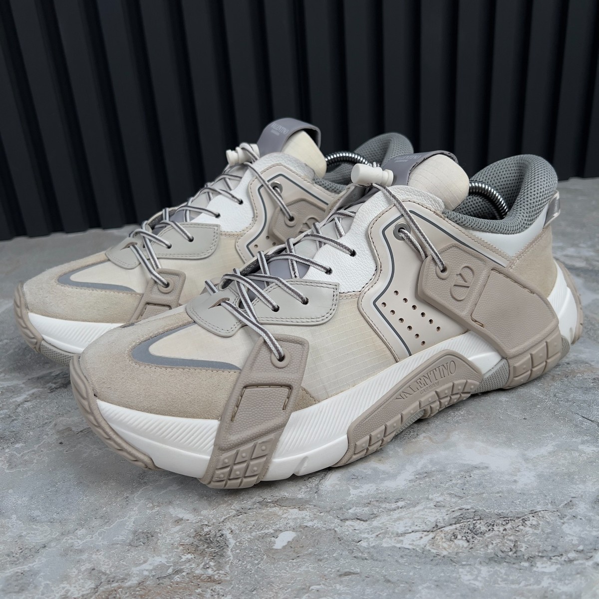 Valentino Garavani Wod Panelled Sneakers White Off-White Leather