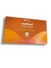 1 x Method Dryer Sheets GINGER MANGO Plant Based Static Control 80 sheets