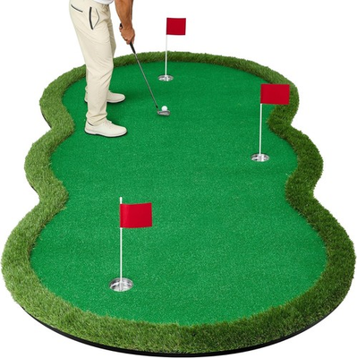 #ad 10x5FT Golf Putting Green Mat with 3 Metal Cups amp; FlagsDual Turf Indoor Outdoor $180.22