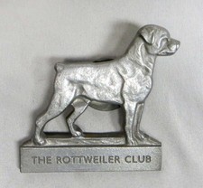 Rare Vintage Rottweiler Club Dog Aluminum License Plate Tag Topper Exc Rare Vintage Rottweiler Club Dog Aluminum License Plate Tag Topper Exc