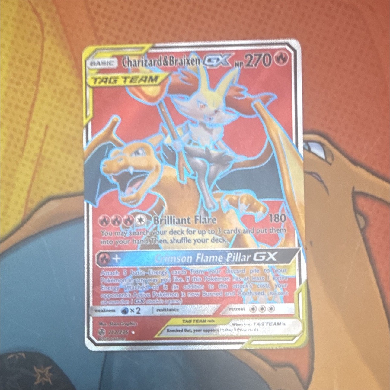 The Pokémon Company Charizard & Braixen GX 212/236 Cosmic Eclipse UR Holo Eng