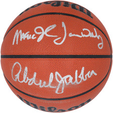 Lakers Triple Signed Basketball Kareem Magic Johnson Worthy Fanatics