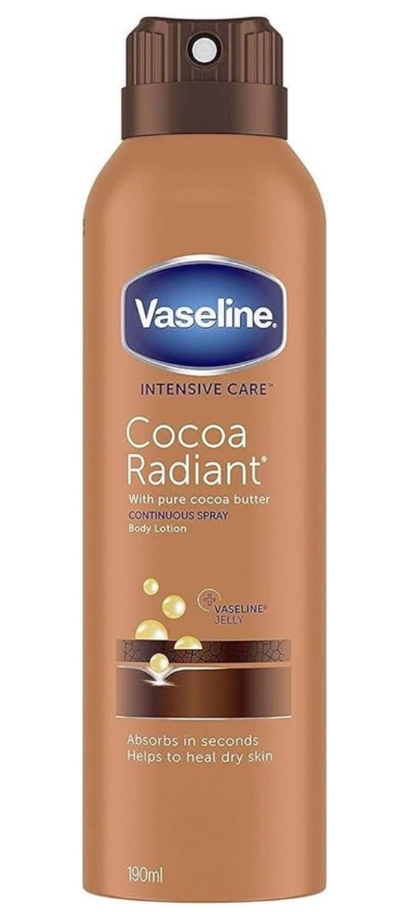 Spray hydratant corps Vaseline Cocoa Radiant 190ml pour une peau nourrie
