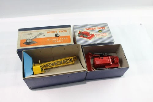 Dinky Toys Vintage Diecast Models Boxed 961 Blawknox Bulldozer & 752 Goods Crane