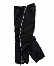 00s Nike Track Pants Drill Swoosh Striped Black Men s S Vintage Ankle Zip Y2K
