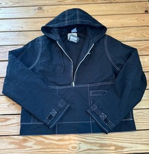 Vintage 2003 Nike NWT 50 Women  s 1/2 Zip Hooded Jacket Size M Black C5