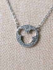 Disney Mickey Mouse Crystal Pave Necklace Silver Tone Adjustable Chain
